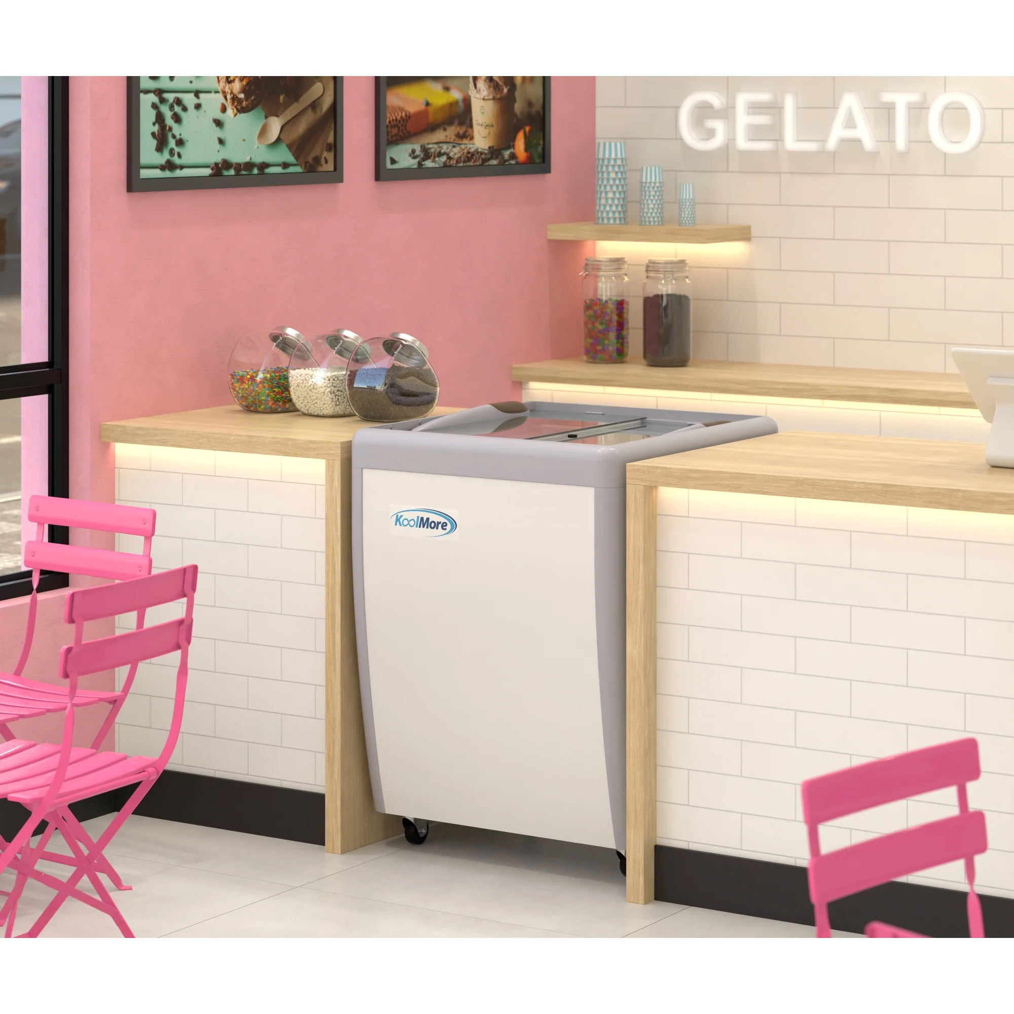 26 in. 5-Pan Gelato Dipping Cabinet Display Freezer with Sliding Glass Door, 6 cu. ft KMGDC26SD