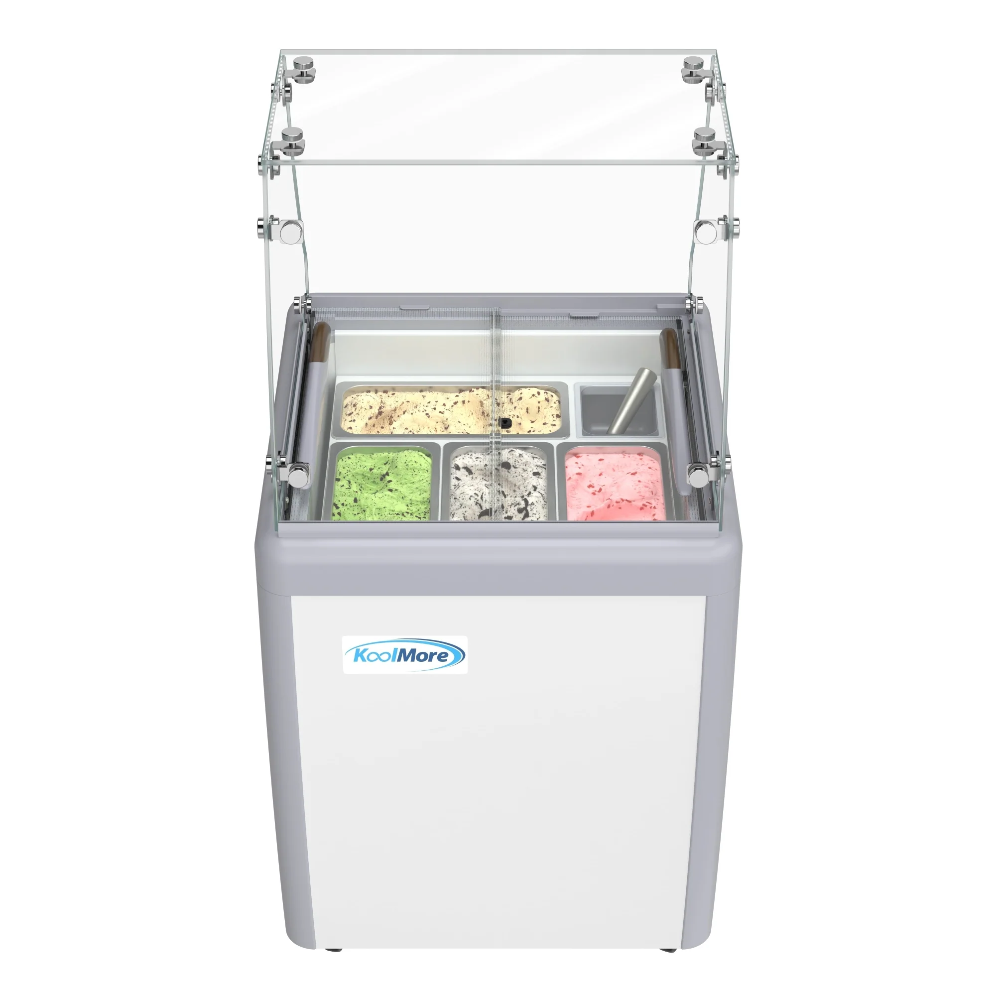 26 in. 5-Pan Gelato Dipping Cabinet Display Freezer with Sliding Glass Door and Sneeze Guard, 6 cu. ft KMGDC26SDFG