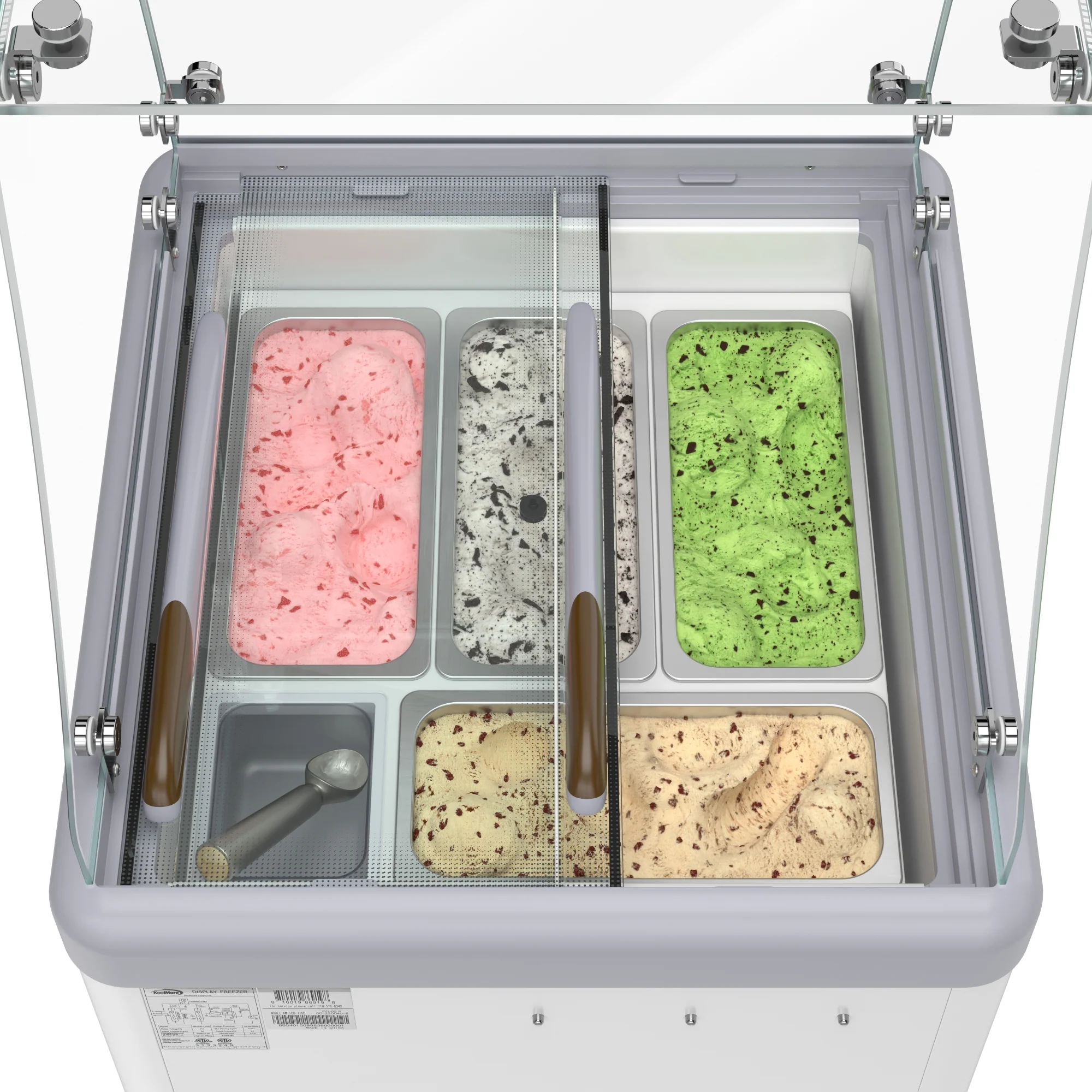 26 in. 5-Pan Gelato Dipping Cabinet Display Freezer with Sliding Glass Door and Sneeze Guard, 6 cu. ft KMGDC26SDFG