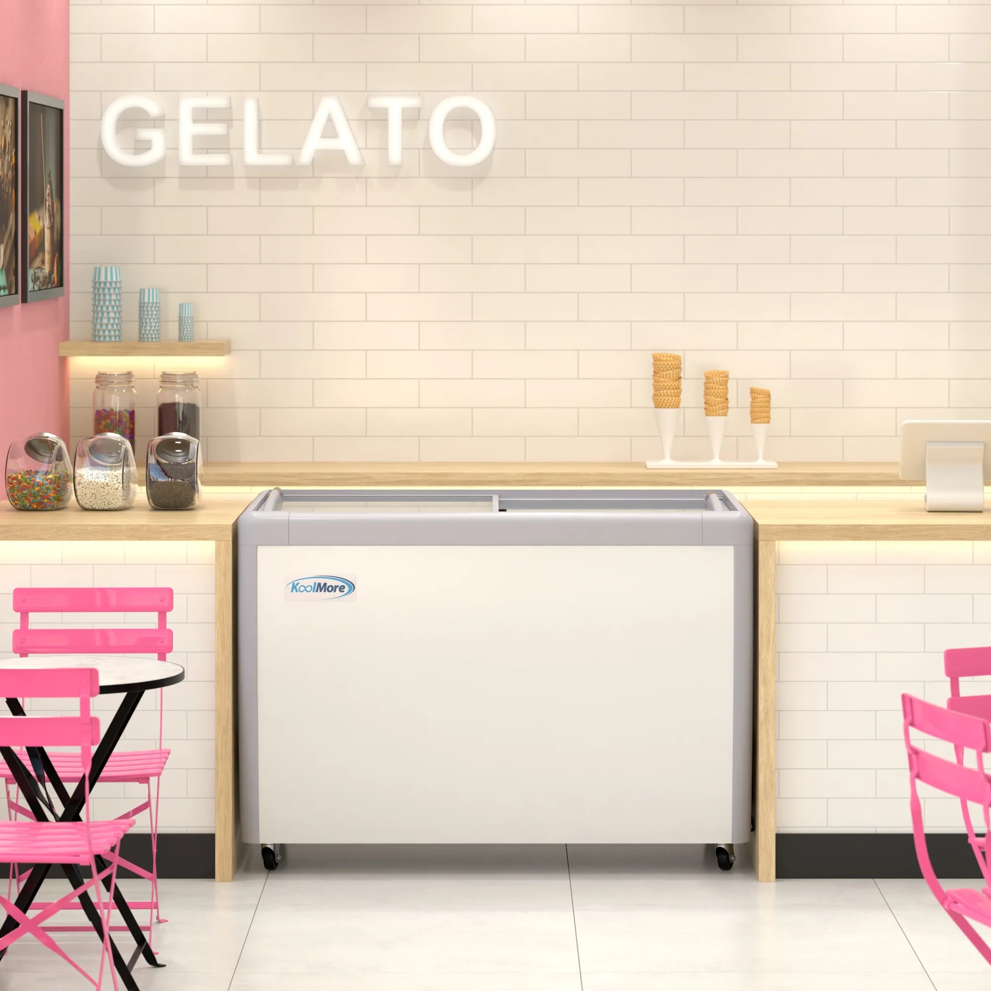 50 in. 9-Pan Gelato Dipping Cabinet Display Freezer with Sliding Glass Door, 13 cu. ft KMGDC49SD