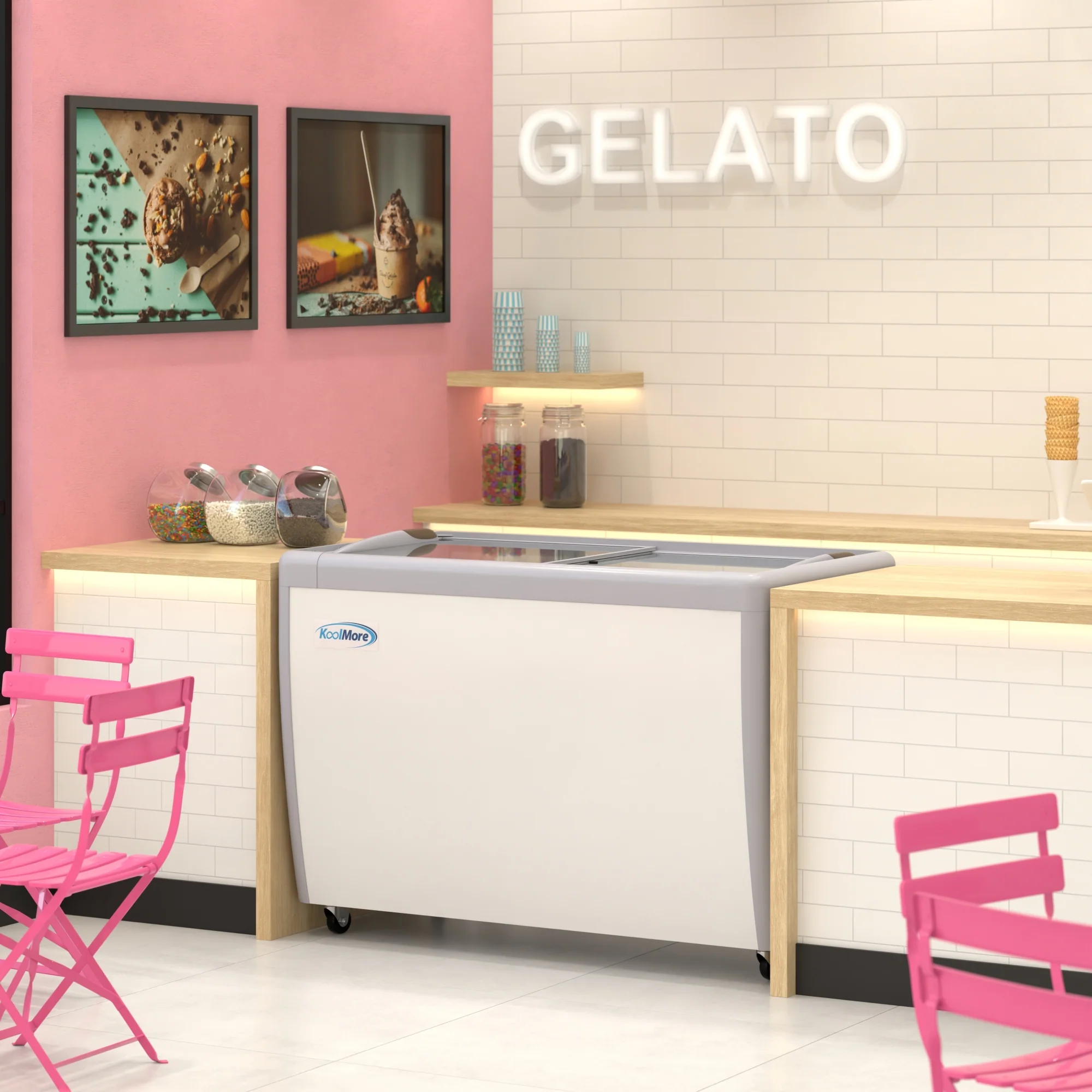 50 in. 9-Pan Gelato Dipping Cabinet Display Freezer with Sliding Glass Door, 13 cu. ft KMGDC49SD