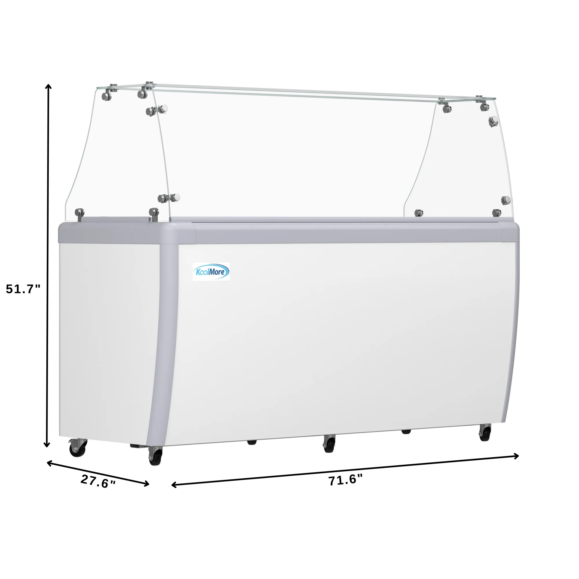70 in. 14-Pan Gelato Dipping Cabinet Display Freezer with Sliding Glass Door and Sneeze Guard, 20 cu. ft KMGDC71SDFG