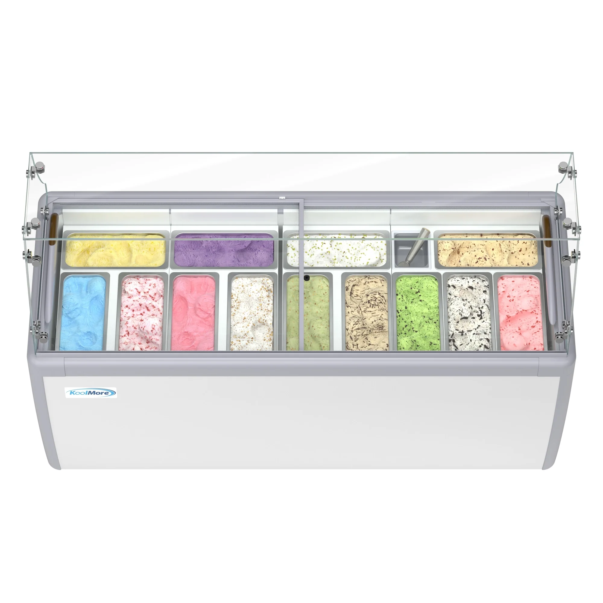 70 in. 14-Pan Gelato Dipping Cabinet Display Freezer with Sliding Glass Door and Sneeze Guard, 20 cu. ft KMGDC71SDFG