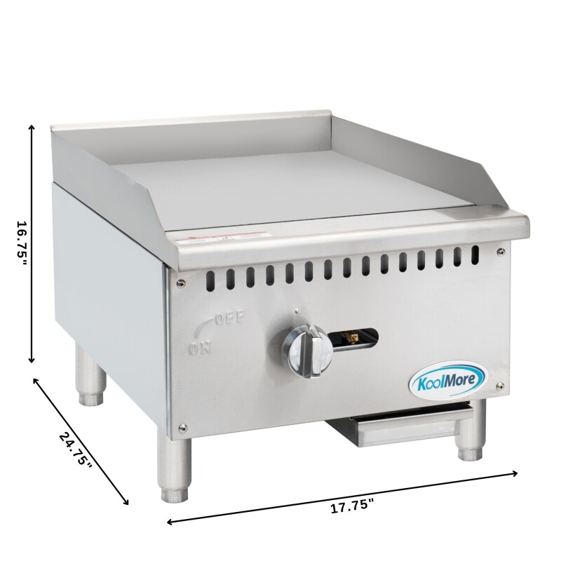 18 in. Natural Gas 1-Burner Griddle with 30,000 BTU in Stainless-Steel KMGG118M, product image 2 of 11