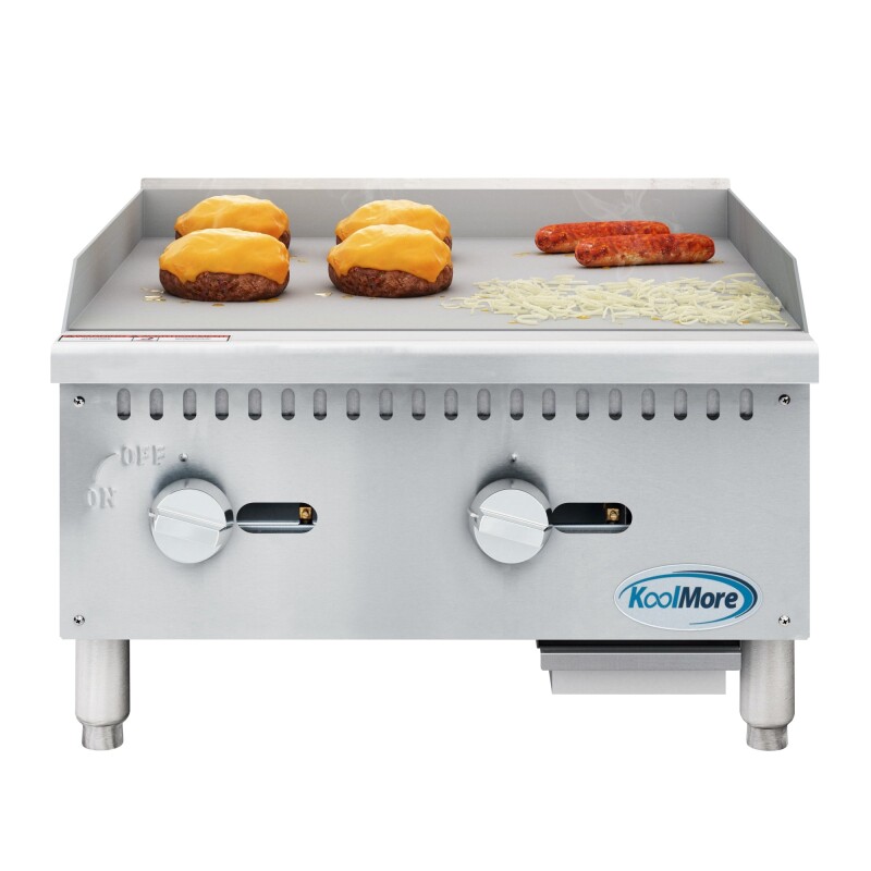 24 in. Natural Gas 2-Burner Griddle with 60,000 BTU in Stainless-Steel KMGG224M