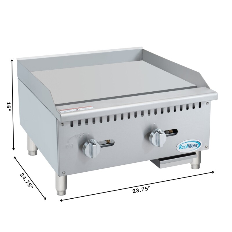24 in. Natural Gas 2-Burner Griddle with 60,000 BTU in Stainless-Steel KMGG224M, product image 3 of 11