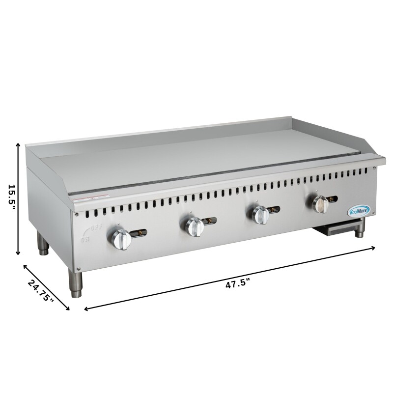 48 in. Natural Gas 4-Burner Griddle with 120,000 BTUs in Stainless-Steel KMGG448M, product image 3 of 12