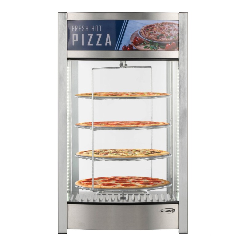 18 in. Commercial Pizza Display Warmer for 12 in. Pies with 4 Rotating Racks in Stainless-Steel KMHPD412