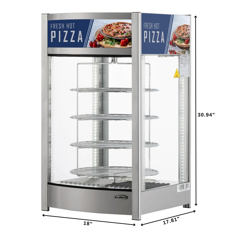 18 in. Commercial Pizza Display Warmer for 12 in. Pies with 4 Rotating Racks in Stainless-Steel KMHPD412, product image 3 of 11