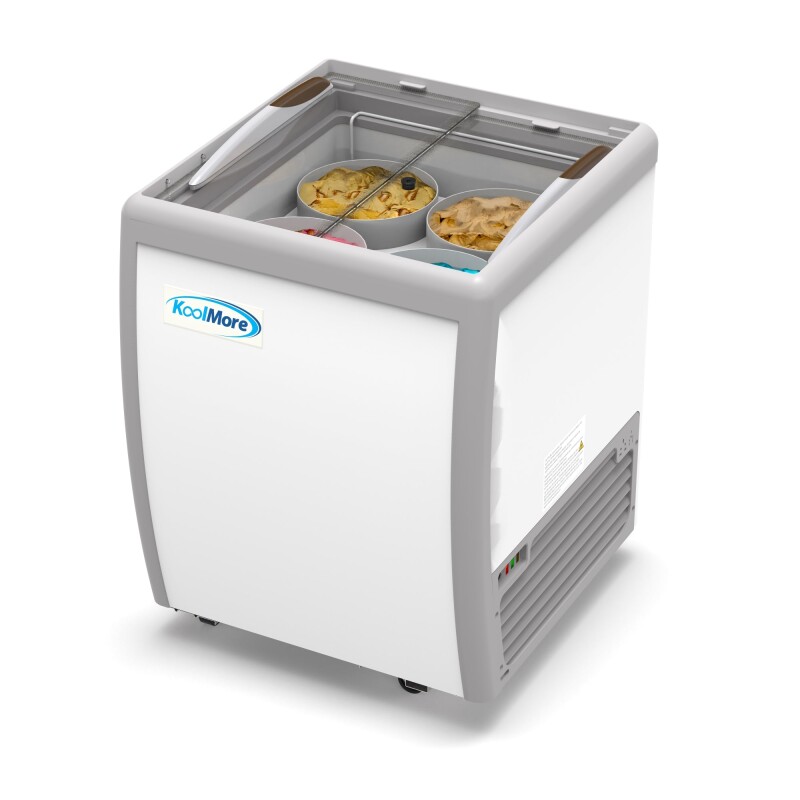 26 in. 4 Tub Ice Cream Dipping Cabinet Display Freezer with Sliding Glass Door, 6 cu. ft KMICD26SD