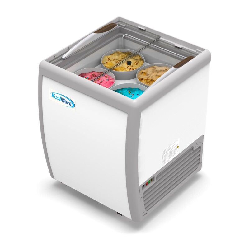 26 in. 4 Tub Ice Cream Dipping Cabinet Display Freezer with Sliding Glass Door, 6 cu. ft KMICD26SD