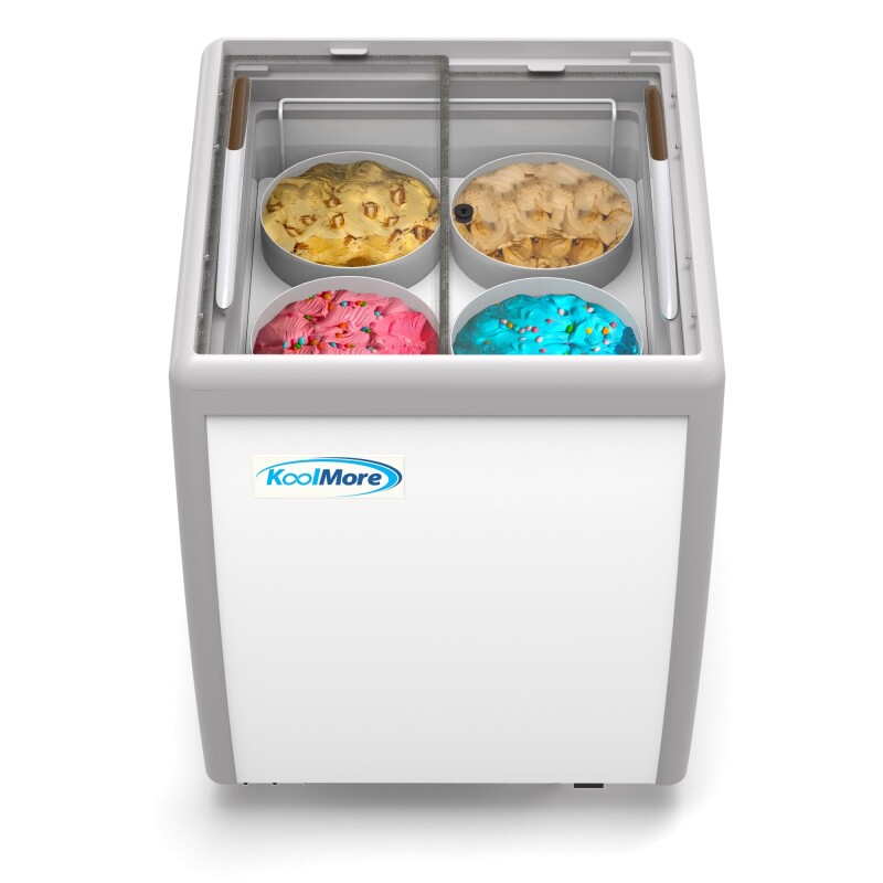26 in. 4 Tub Ice Cream Dipping Cabinet Display Freezer with Sliding Glass Door, 6 cu. ft KMICD26SD