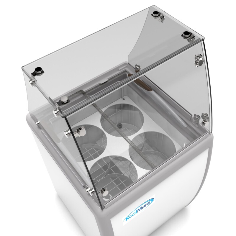 26 in. 4 Tub Ice Cream Dipping Cabinet Display Freezer with Sliding Glass Door and Sneeze Guard, 6 cu. ft KMICD26SDFG