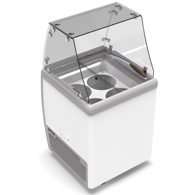 26 in. 4 Tub Ice Cream Dipping Cabinet Display Freezer with Sliding Glass Door and Sneeze Guard, 6 cu. ft KMICD26SDFG