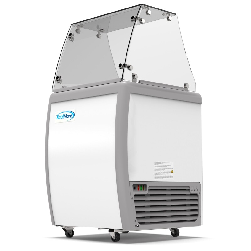 26 in. 4 Tub Ice Cream Dipping Cabinet Display Freezer with Sliding Glass Door and Sneeze Guard, 6 cu. ft KMICD26SDFG