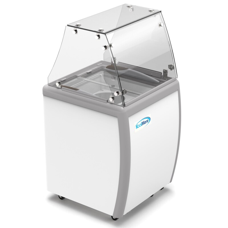 26 in. 4 Tub Ice Cream Dipping Cabinet Display Freezer with Sliding Glass Door and Sneeze Guard, 6 cu. ft KMICD26SDFG