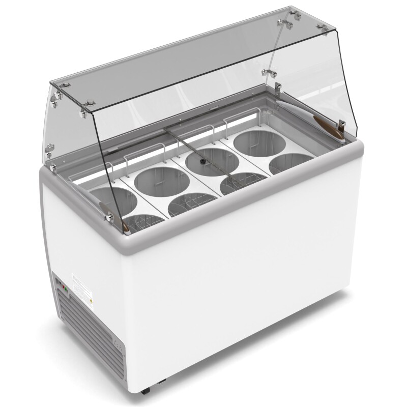 50 in. 8 Tub Ice Cream Dipping Cabinet Display Freezer with Sliding Glass Door and Sneeze Guard 13 cu. ft KMICD49SDFG