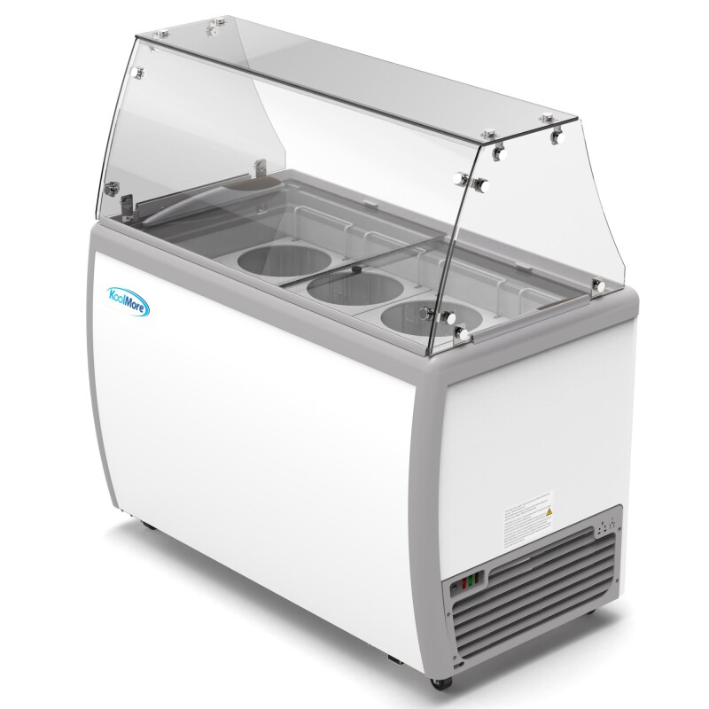 50 in. 8 Tub Ice Cream Dipping Cabinet Display Freezer with Sliding Glass Door and Sneeze Guard 13 cu. ft KMICD49SDFG