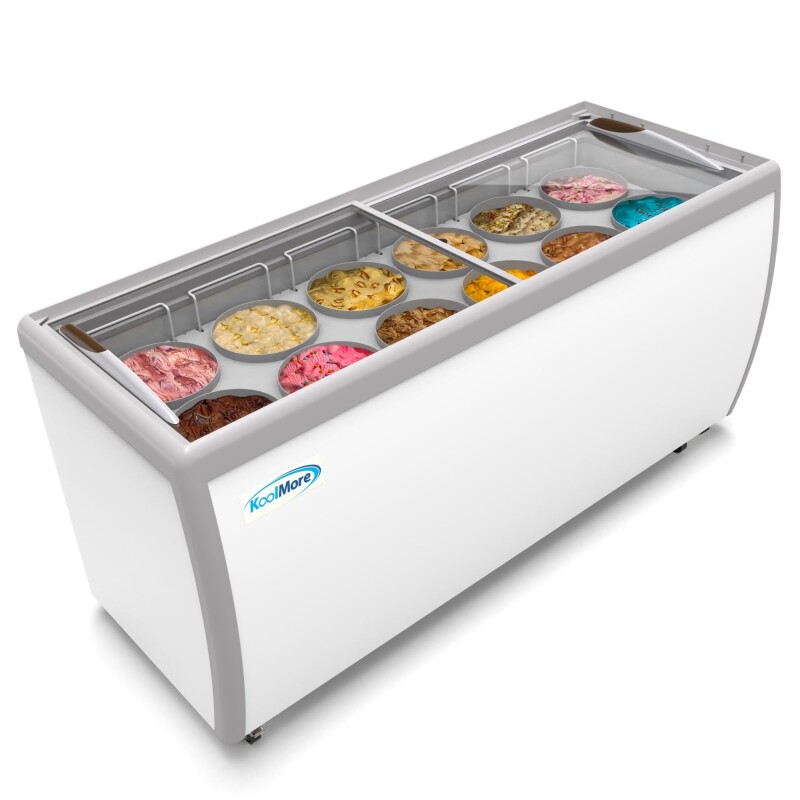 70 in. 12 Tub Ice Cream Dipping Cabinet Display Freezer with Sliding Glass Door, 20 cu. ft KMICD71SD