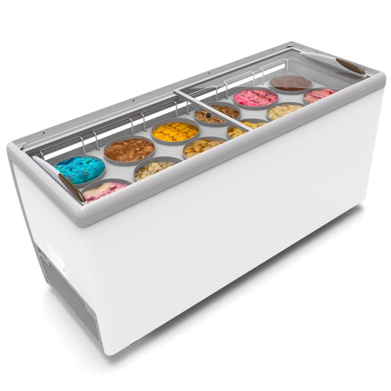 70 in. 12 Tub Ice Cream Dipping Cabinet Display Freezer with Sliding Glass Door, 20 cu. ft KMICD71SD