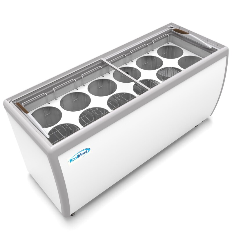 70 in. 12 Tub Ice Cream Dipping Cabinet Display Freezer with Sliding Glass Door, 20 cu. ft KMICD71SD