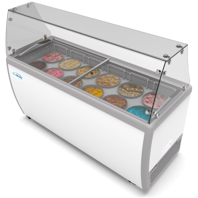 70 in. 12 Tub Ice Cream Dipping Cabinet Display Freezer with Sliding Glass Door and Sneeze Guard, 20 cu. ft KMICD71SDFG