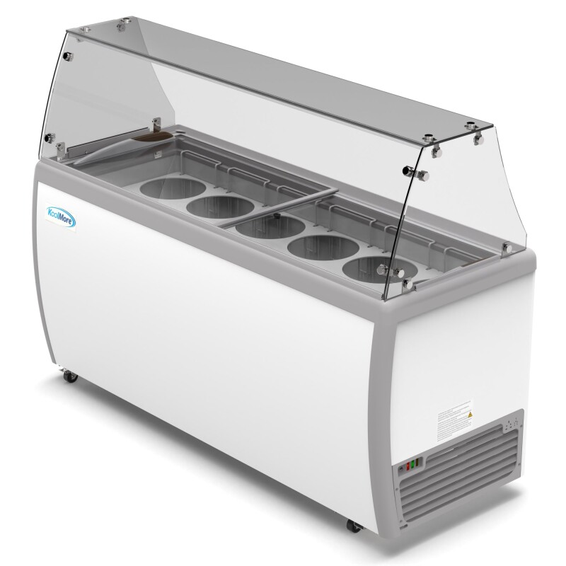 70 in. 12 Tub Ice Cream Dipping Cabinet Display Freezer with Sliding Glass Door and Sneeze Guard, 20 cu. ft KMICD71SDFG
