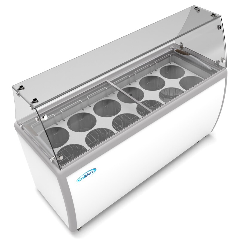 70 in. 12 Tub Ice Cream Dipping Cabinet Display Freezer with Sliding Glass Door and Sneeze Guard, 20 cu. ft KMICD71SDFG