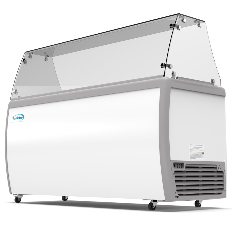 70 in. 12 Tub Ice Cream Dipping Cabinet Display Freezer with Sliding Glass Door and Sneeze Guard, 20 cu. ft KMICD71SDFG