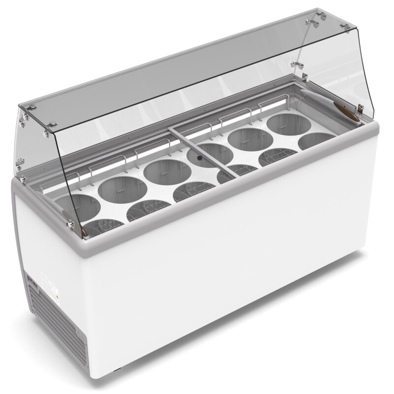 70 in. 12 Tub Ice Cream Dipping Cabinet Display Freezer with Sliding Glass Door and Sneeze Guard, 20 cu. ft KMICD71SDFG