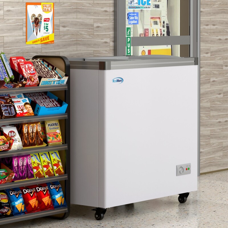 33 in. Flat Top Ice Cream Display Freezer, 7 cu. ft. Capacity in White KMICD7C