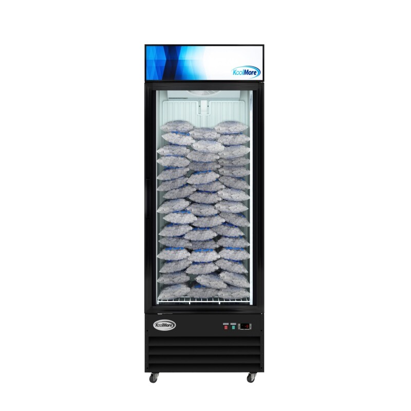 31 in. 25 cu. ft. Commercial Indoor Glass-Door Ice Merchandiser Freezer in Black KMIM311GD
