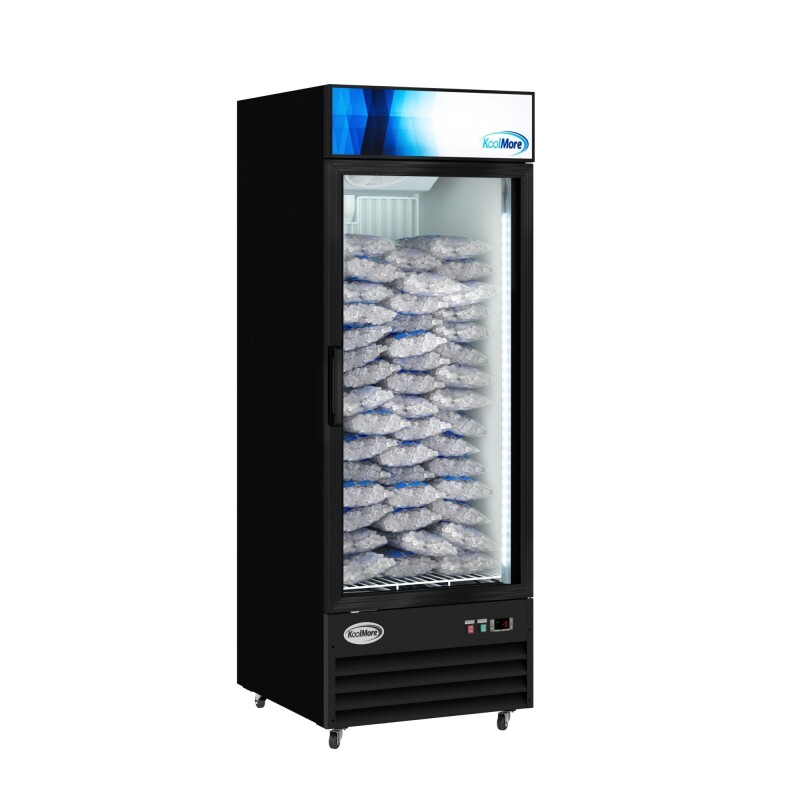31 in. 25 cu. ft. Commercial Indoor Glass-Door Ice Merchandiser Freezer in Black KMIM311GD