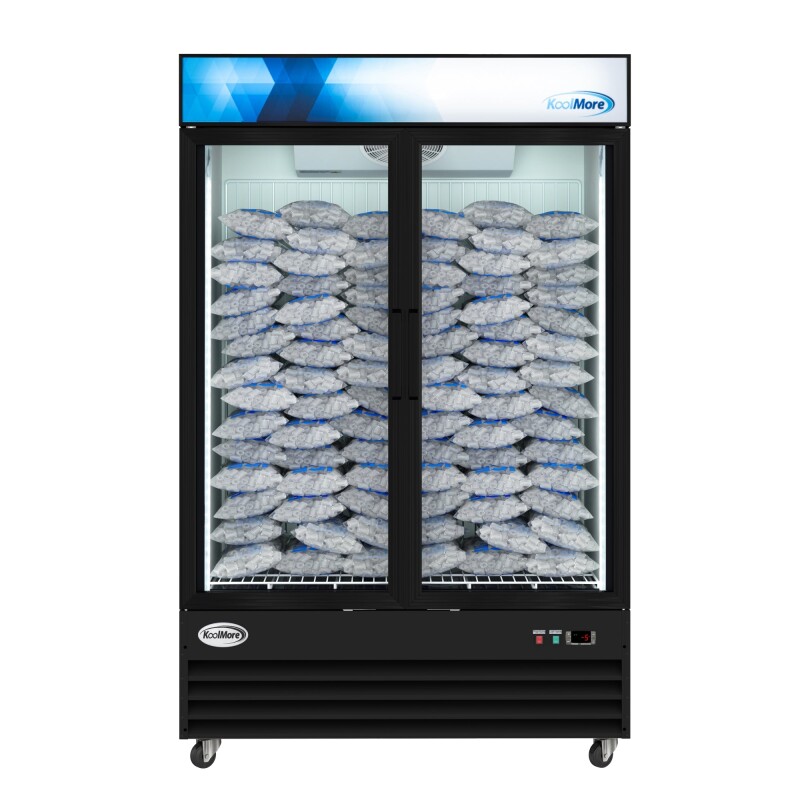 53 in. 42 cu. ft. Commercial Indoor Two Glass-Door Ice Merchandiser Freezer in Black KMIM532GD