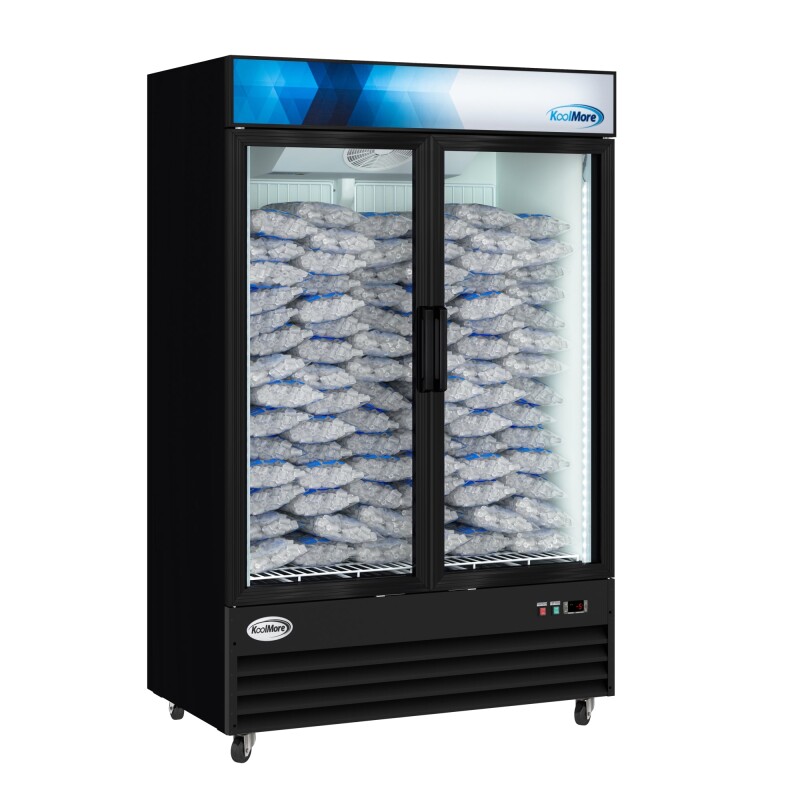 53 in. 42 cu. ft. Commercial Indoor Two Glass-Door Ice Merchandiser Freezer in Black KMIM532GD