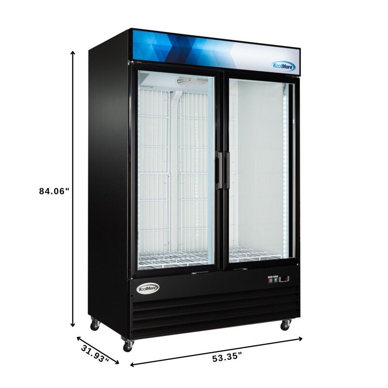 53 in. 42 cu. ft. Commercial Indoor Two Glass-Door Ice Merchandiser Freezer in Black KMIM532GD