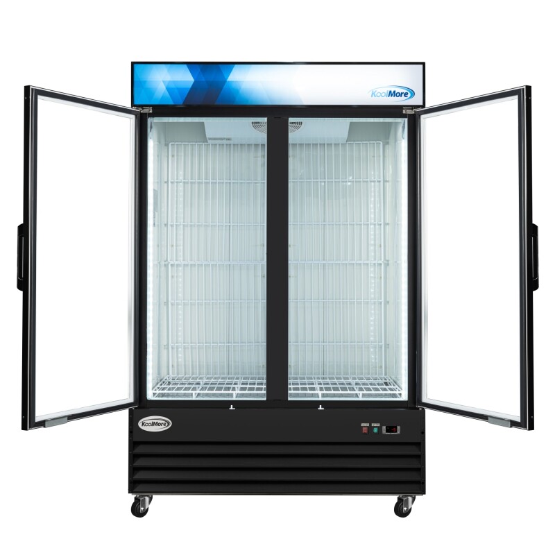 53 in. 42 cu. ft. Commercial Indoor Two Glass-Door Ice Merchandiser Freezer in Black KMIM532GD