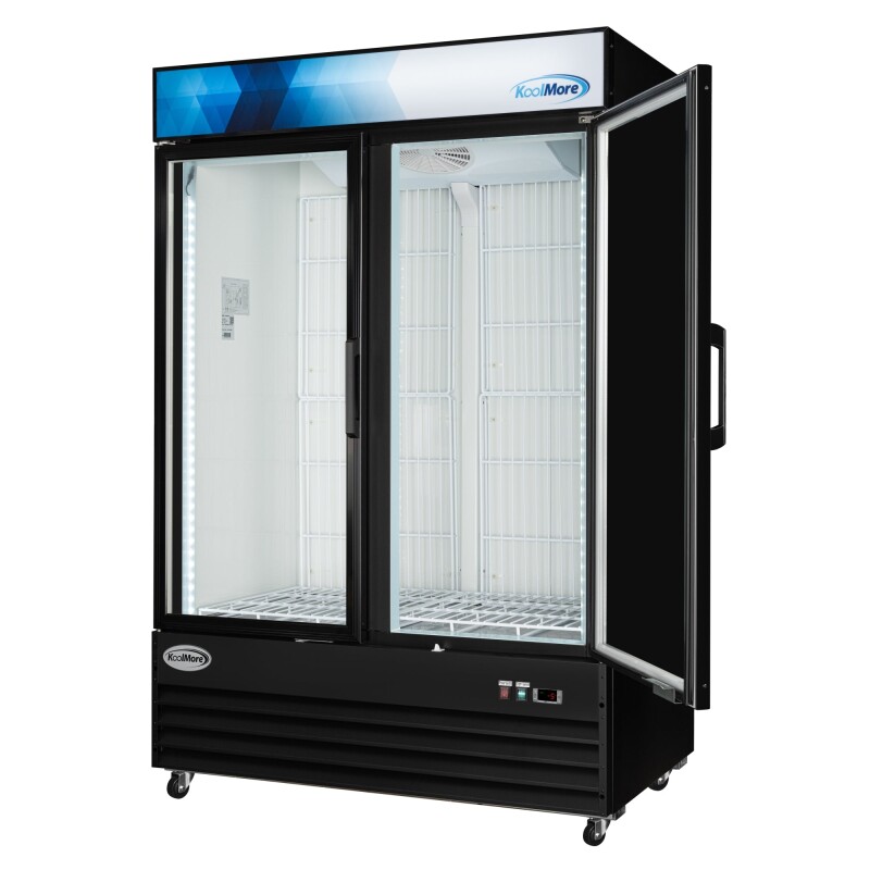 53 in. 42 cu. ft. Commercial Indoor Two Glass-Door Ice Merchandiser Freezer in Black KMIM532GD