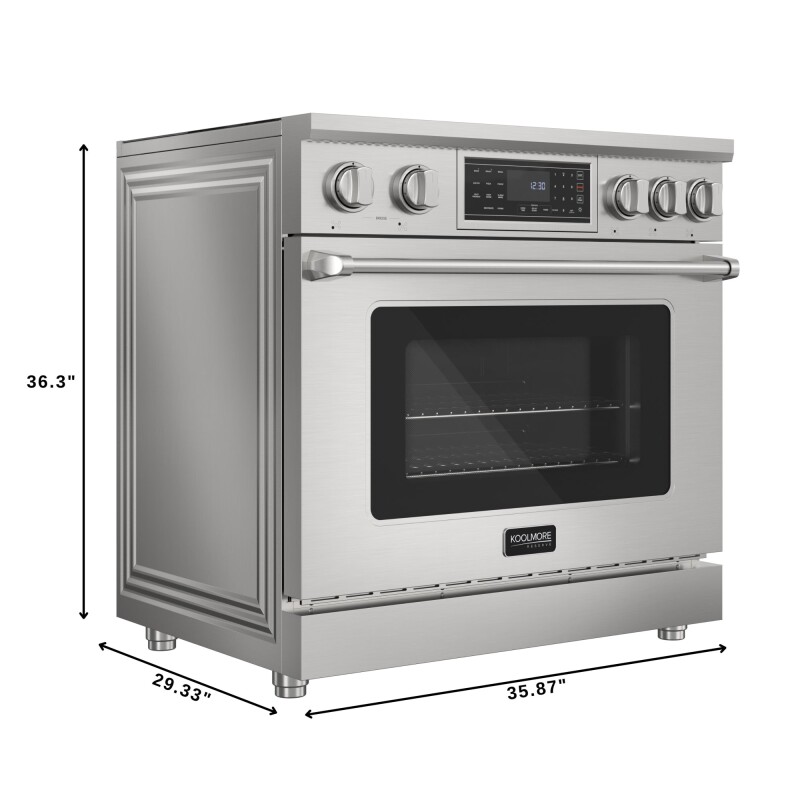 Reserve 36 in. Electric Induction Range Oven with Ceramic Glass Cooktop, True Convection, 240V, 6.0 Cu. Ft., Air Fry, Sync Burners, CSA Certified in Stainless Steel KMIPR36TPSS, product image 3 of 13