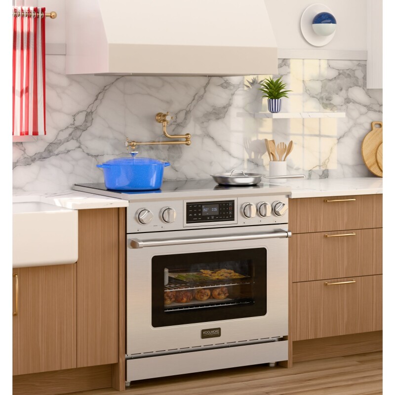Reserve 36 in. Electric Induction Range Oven with Ceramic Glass Cooktop, True Convection, 240V, 6.0 Cu. Ft., Air Fry, Sync Burners, CSA Certified in Stainless Steel KMIPR36TPSS, product image 5 of 13