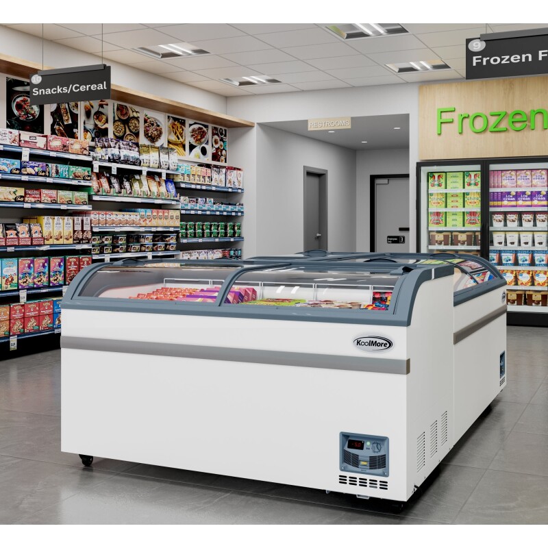 58 Inch Manual Defrost Island Chest Freezer in White, 14 cu. ft KMISCF58MD