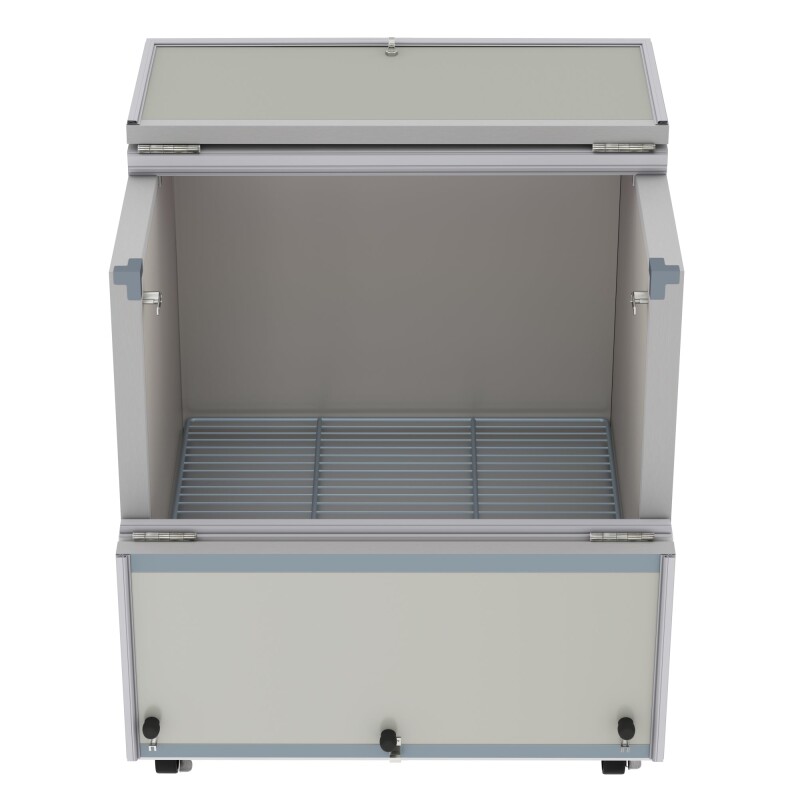 34 in. Commercial Milk Cooler for School and Cafeteria, 8 Crate Capacity with Heavy Duty Casters in Stainless Steel and White KMMC34HDC