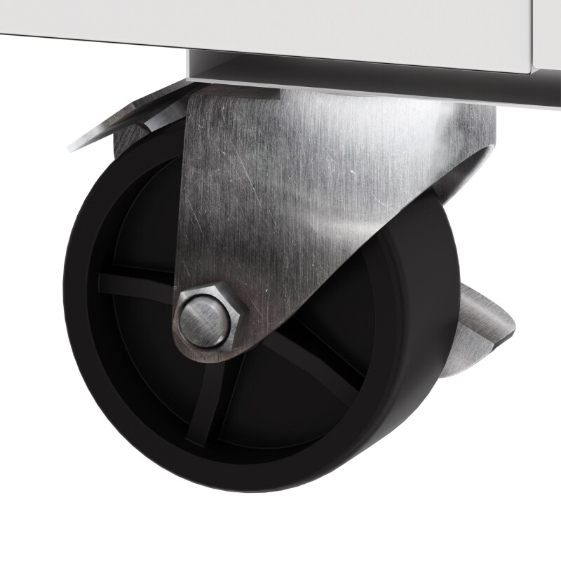 34 in. Commercial Milk Cooler for School and Cafeteria, 8 Crate Capacity with Heavy Duty Casters in Stainless Steel and White KMMC34HDC