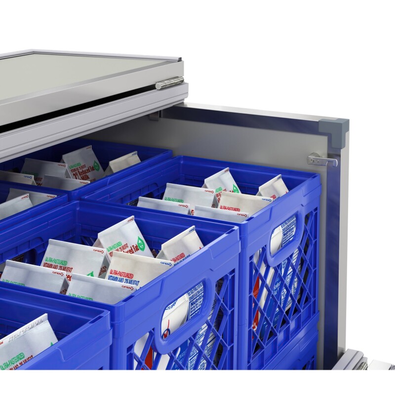 49 in. Commercial Milk Cooler for School and Cafeteria, 12 Crate Capacity with Heavy Duty Casters in Stainless Steel and White KMMC49HDC, product image 3 of 13