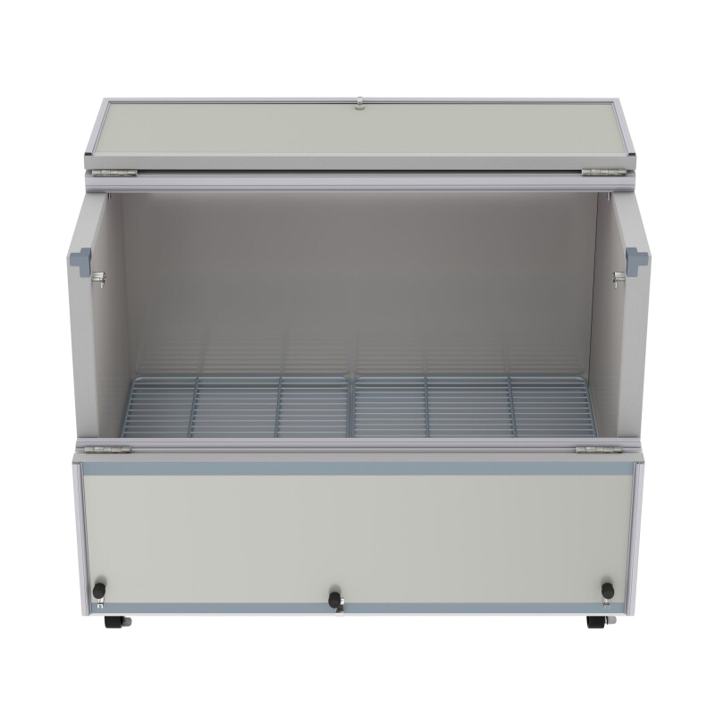 49 in. Commercial Milk Cooler for School and Cafeteria, 12 Crate Capacity with Heavy Duty Casters in Stainless Steel and White KMMC49HDC, product image 7 of 13