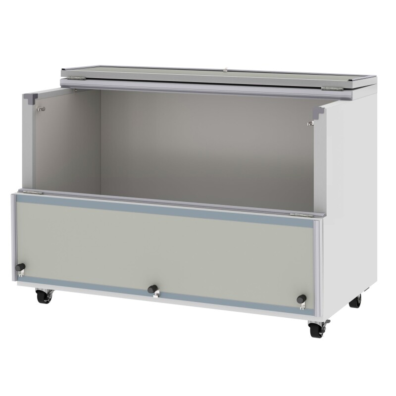 58 in. Commercial Milk Cooler for School and Cafeteria, 16 Crate Capacity with Heavy Duty Casters in Stainless Steel and White KMMC58HDC