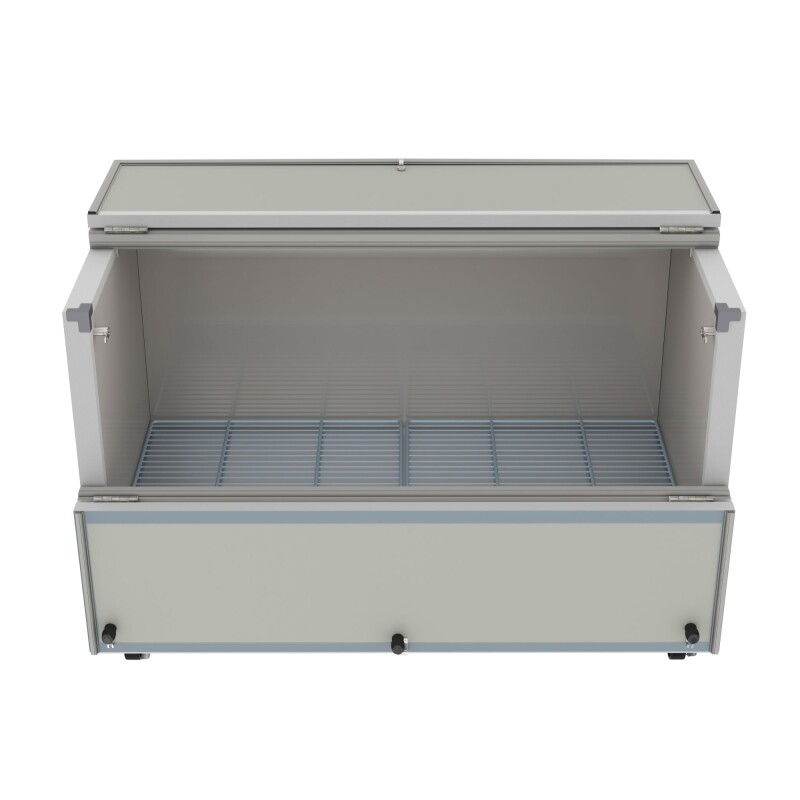 58 in. Commercial Milk Cooler for School and Cafeteria, 16 Crate Capacity with Heavy Duty Casters in Stainless Steel and White KMMC58HDC