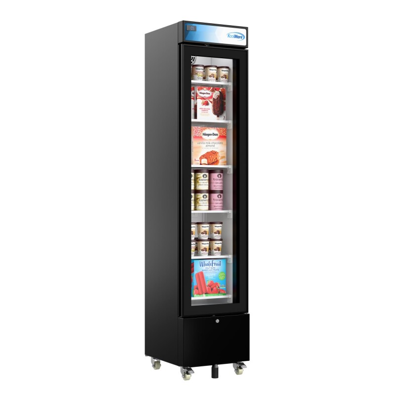 17 in. Slim Commercial Merchandiser Freezer with Manual Defrost, 6.5 Cu. Ft. Capacity, ETL Listed in Black KMMDF17S