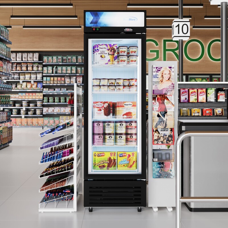 24 in. Commercial One Glass Door Merchandiser Freezer, 12 Cu. Ft. in Black KMMDF1GD12C