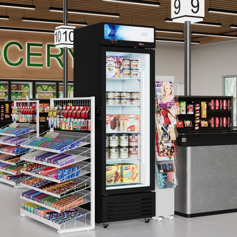 24 in. Commercial One Glass Door Merchandiser Freezer, 12 Cu. Ft. in Black KMMDF1GD12C